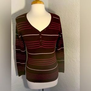 Large Burgundy and pink striped sweater